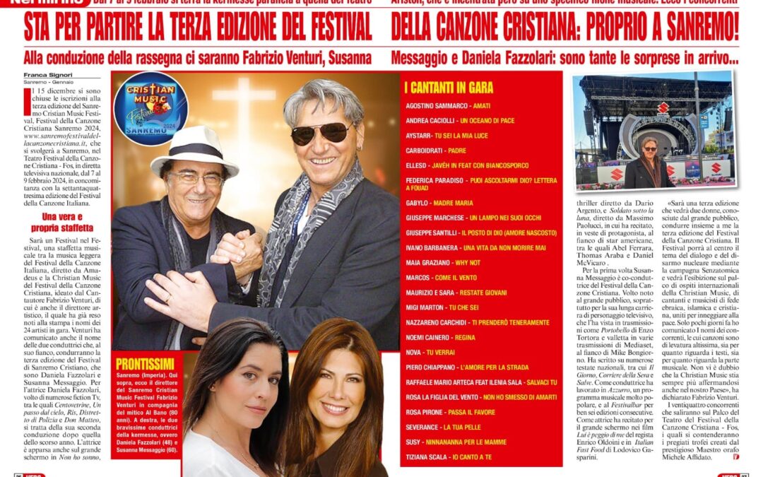 Vero – Sta per partire la terza edizione del Festival della canzone Cristiana: proprio a Sanremo